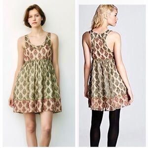 NWOT Free People Shimmering Champagne Paisley Studded Mini Dress Size 12